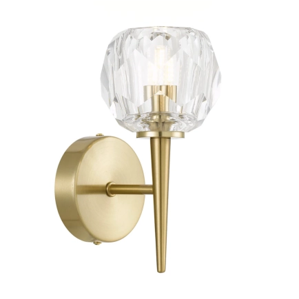 Zaha Antique Gold/Crystal Interior 1LT Wall Light ZAHA WB1-AGCR