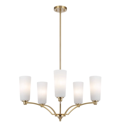 Brevan 5Lt Ant Gold / Alabaster Pendant