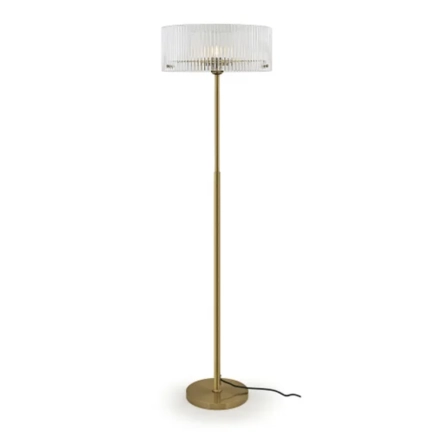 Medici 400mm Round Glass Floor Lamp - Gold- E27 - 