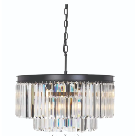 Telbix Lighting Serene 9LT Black and Crystal Pendant