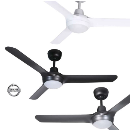 Ventair Spyda Ceiling Fans with LED Light, White, Black & Titanium