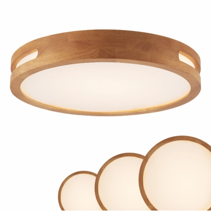 Telbix Thalia Teak Timber Round Oyster light - Group