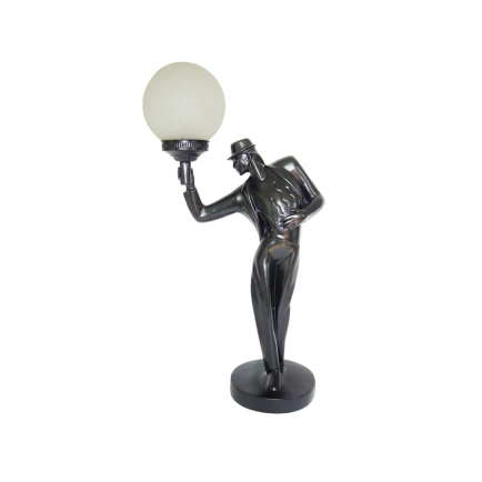 G&G Brothers TL-5X/BK Gentlemen Leaning Holding Lantern Art Deco Lamp
