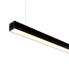 Sleek 35x37 Black Long Linear Pendant Light - 2400mm