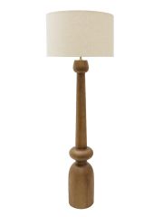 Selkie Brown Wood/Linen 404385 Floor Lamp