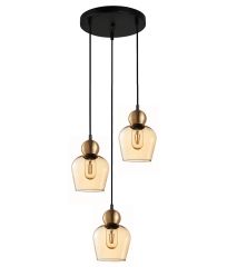CLA Lighting Champan 3lt Cord drop pendant - Amber Glass