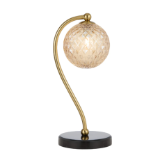 Telbix Lighting Felton Black Marble Amber Tear Glass Table Lamp