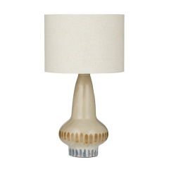 Lindi Natural/Blue Ceramic FU3504 Table Lamp