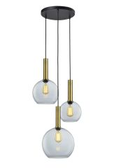 Ailia Imports Boston 3 Light Cord Drop pendant - Antique Brass / Clear Glass