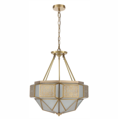 Overton Brass/ Frost 6 Light Pendant