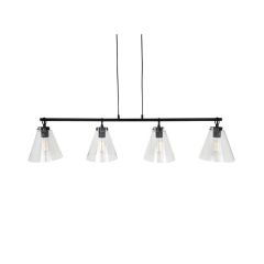 Ailia Imports Quest 4 Light Pendant - Matte Black with clear glass