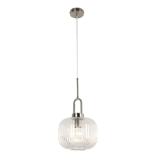 Main 1 Light Nickel / Clear Ribbed Pendant 1001611