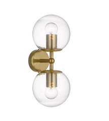 Eterna Antique Gold/Clear 2LT Interior Wall Light ETERNA WB2-AGCL