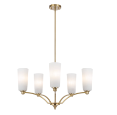 Brevan 5Lt Ant Gold / Alabaster Pendant