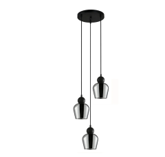 CLA Lighting Champan 3lt Cord drop pendant - Smoke Glass