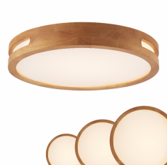 Telbix Thalia Teak Timber Round Oyster light - Group