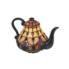 G&G Brothers Red Tulip Teapot Tiffany Glass Table Lamp TL-Q07235