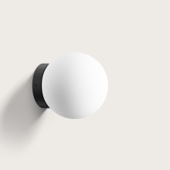 Pluto Medium Wall Light - Black/Opal - 3000K (Dusk) IP54