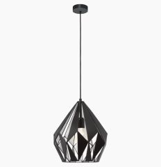 Carlton 1LT Pendant - Black with Silver