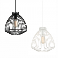 CLA Manu 1 Light Cage / Wire Pendant - Black & White