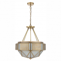 Overton Brass/ Frost 6 Light Pendant