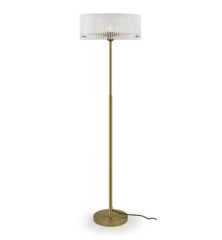 Medici 400mm Round Glass Floor Lamp - Gold- E27 -