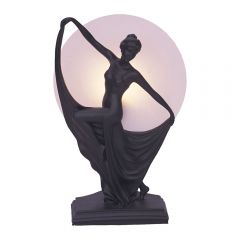 G&G Brothers Lady with Dress Glass Back Plate Art Deco Table Lamp