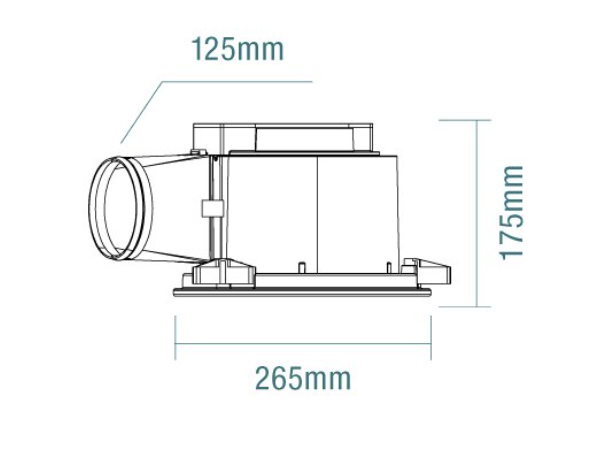 Flow 240 Square Exhaust Fan White MXFFS25W - dimensions