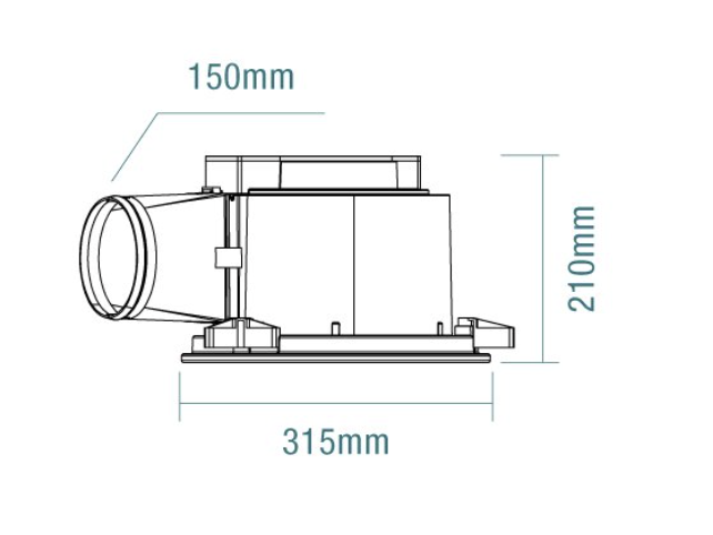 Flow 295 Square (Light) Exhaust Fan White MXFLFS30W - dimensions