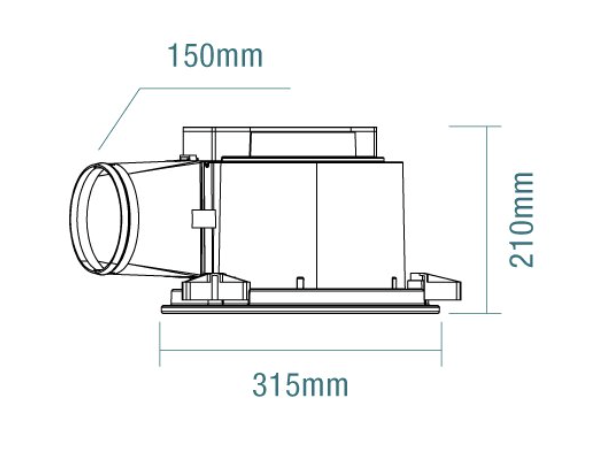 Flow 295 Round Exhaust Fan White MXFFR30W - dimensions