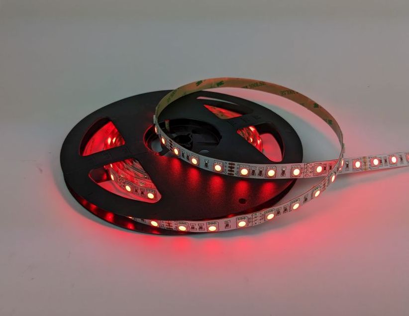 RGBWW Colour Changing LED strip with Warm White light - Red LIT