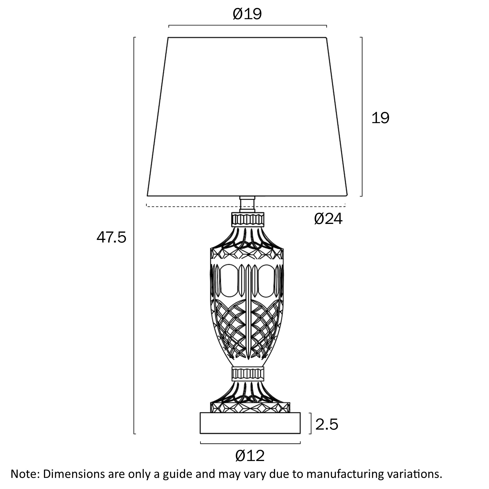 Telbix Lighting Adria Table Lamp Dimensions