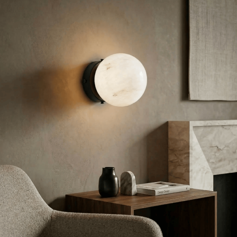 Piona 1LT Wall Light BLK - Alabaster Stone AW-21388-BLK - lifestyle