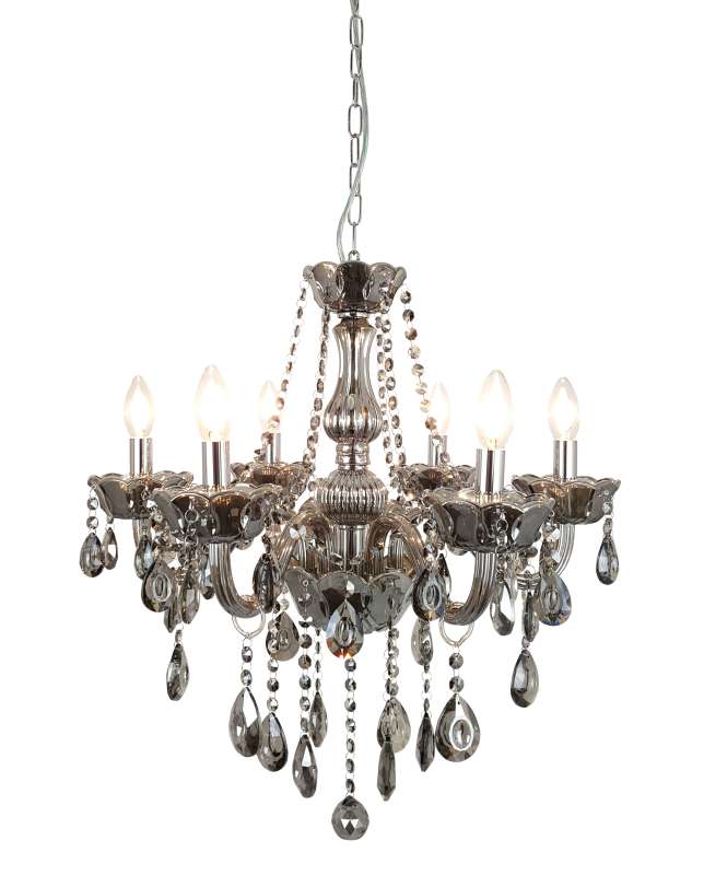 Allegra 6 Light Crystal Pendant Smoke