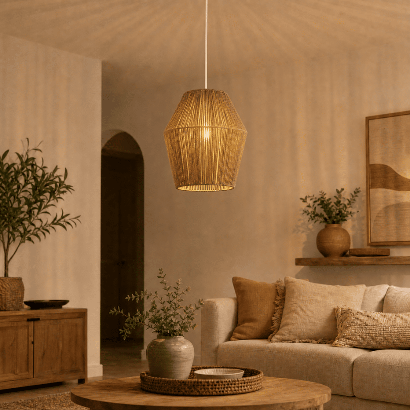 Ailia Imports Amara Natural Twine Pendant- lifestyle
