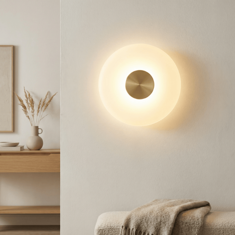 Amity Brass Matt/Opal Interior Wall Light AMITY WB25-BRSOP - lifestyle