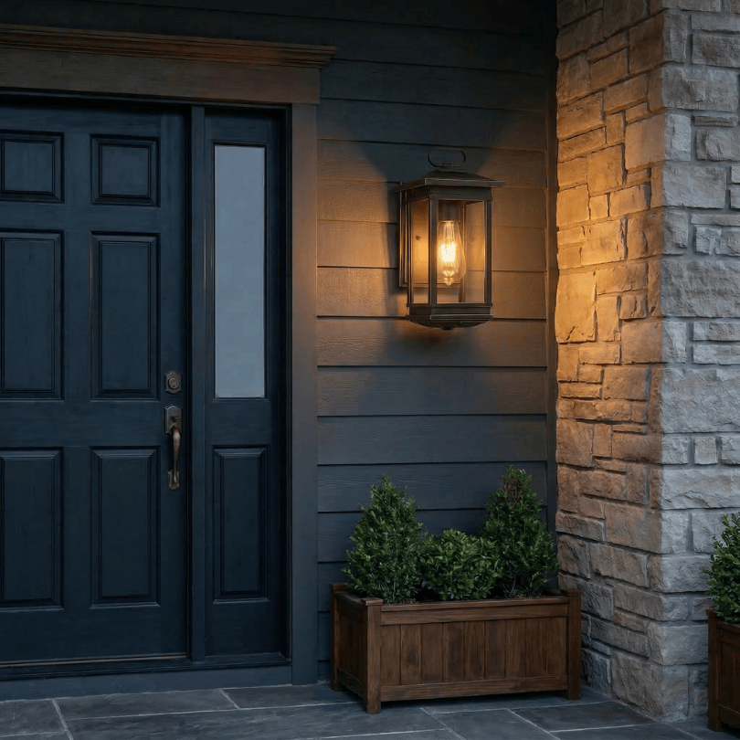 Nevin Black Exterior Coach Light IP44 - lifestyle