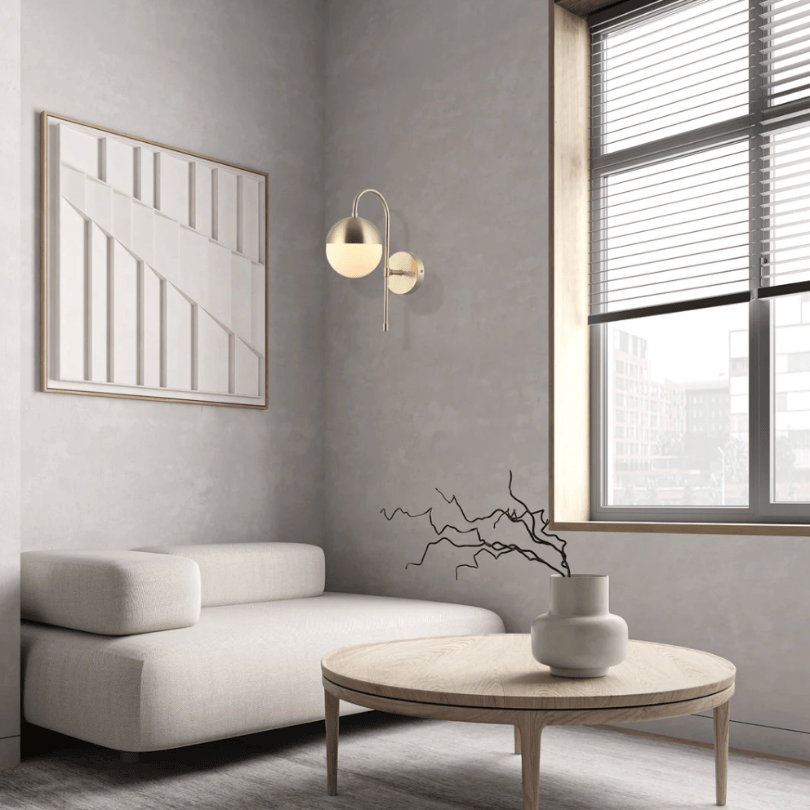 Aro Satin Gold Interior Wall Light ARO2 - lifestyle