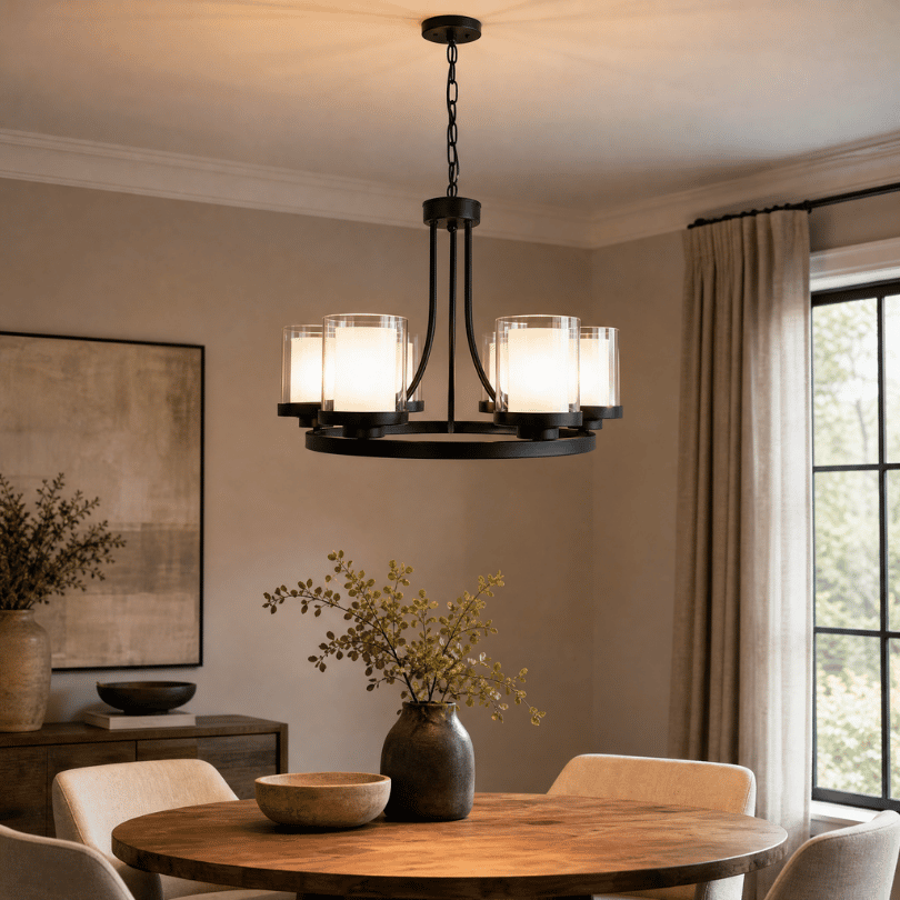 vAilia Imports Bedford 6 Light Matt Black Pendant Light - lifestyle