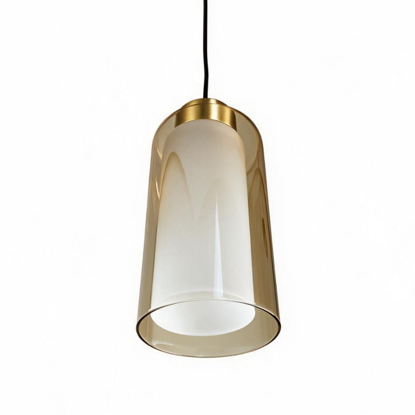 Belton 1 Lt Pendant  - Amber/Opal Inner Ant/Brass Metal - bottom