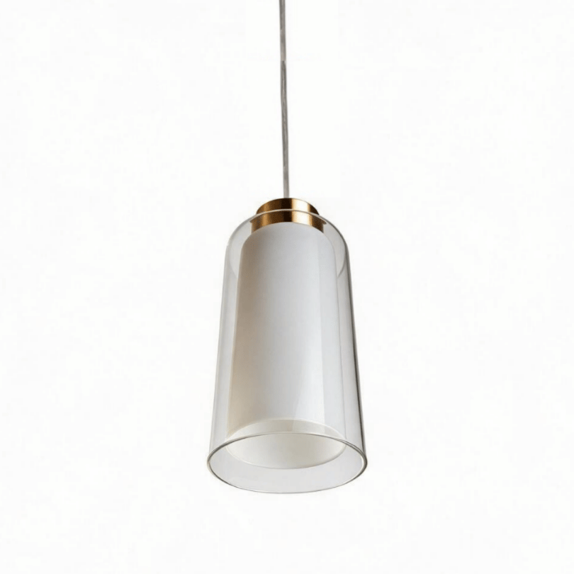 Belton 1 LT Pendant Clear/ Opal Inner Brass Metal - down 