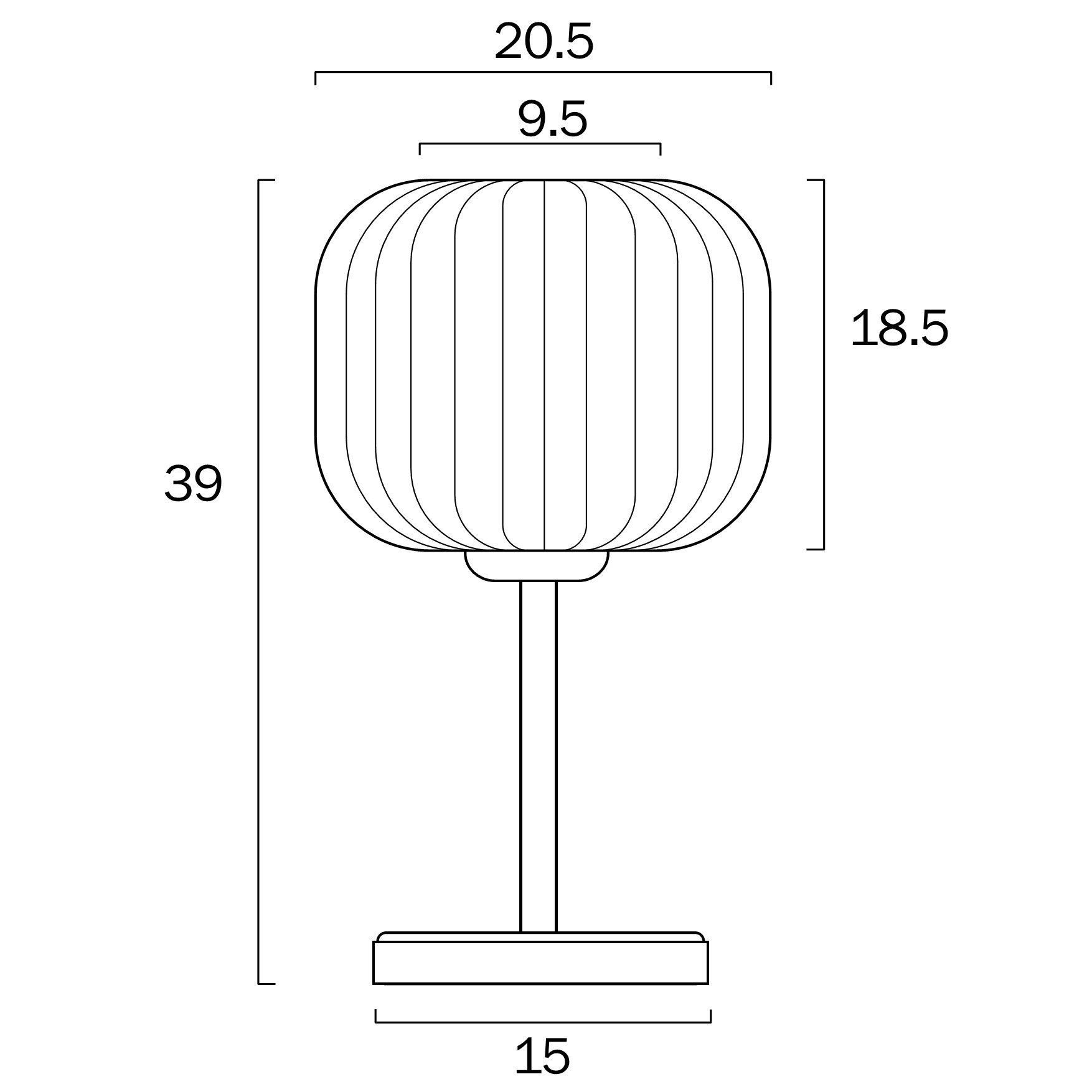 Telbix Lighting Bobo Table Lamp Dimensions