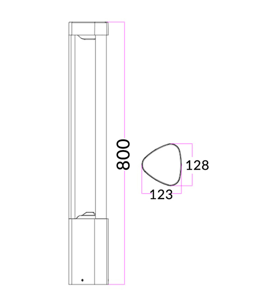 CLA BOL1 Grey 6watt LED Bollard - size