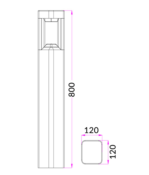 CLA BOL4a Grey 6watt LED Bollard Light - size