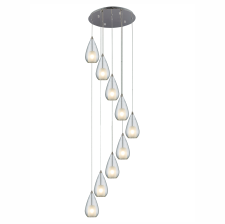 AP-1121-CLR - Briana 9 Light Cord drop - Clear Glass