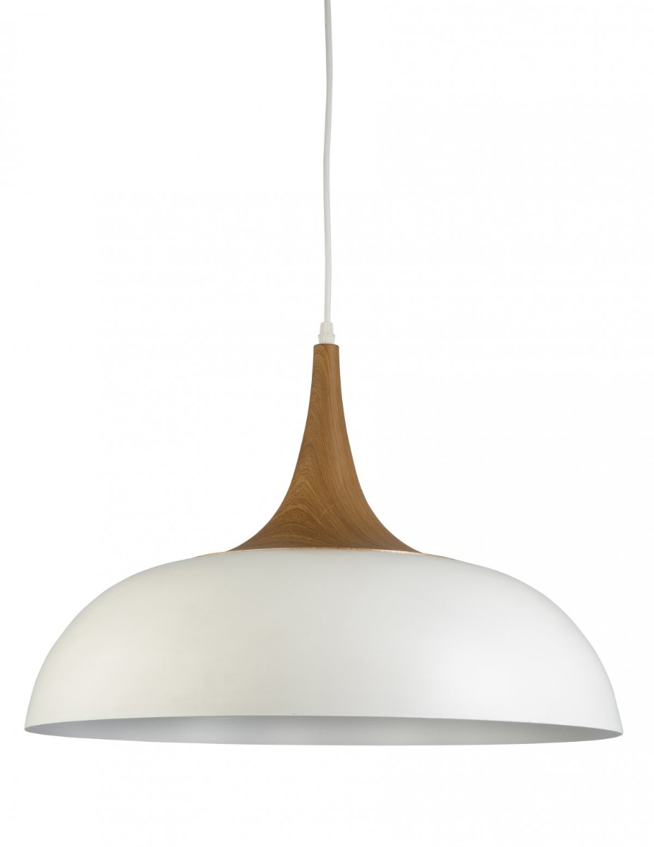 Brindisi Single Pendant light - White - Timber