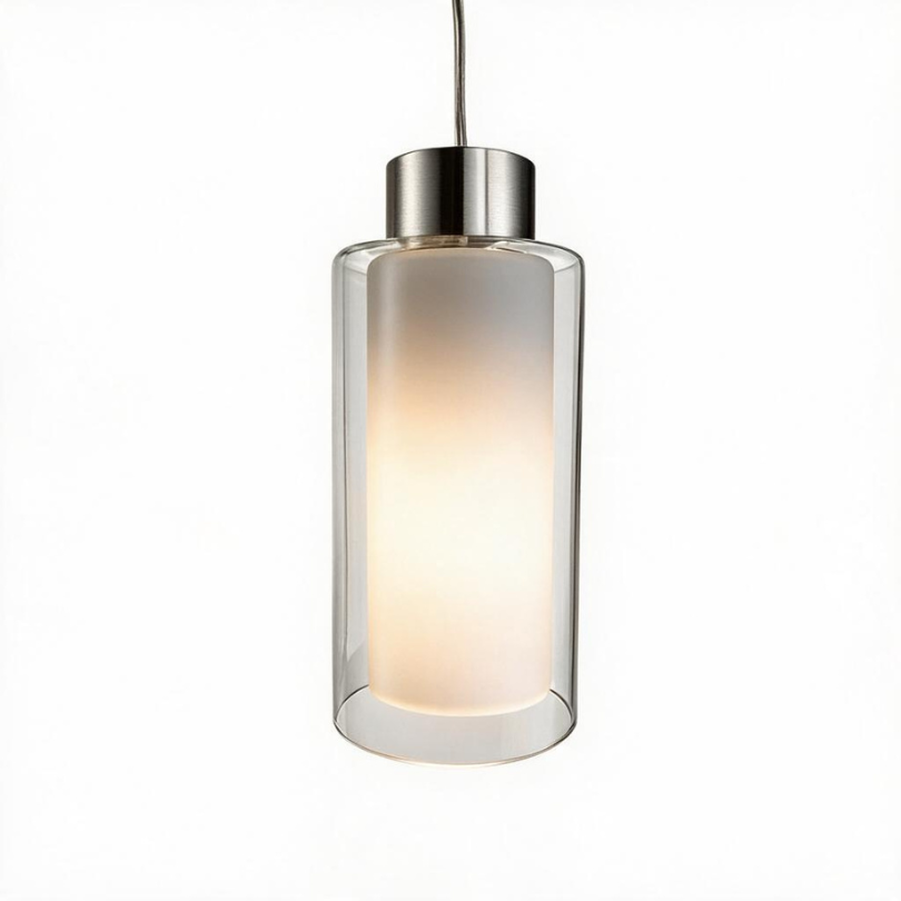 Belton 1Lt Pendant Clear /Opal Inner Nickel Metal - on