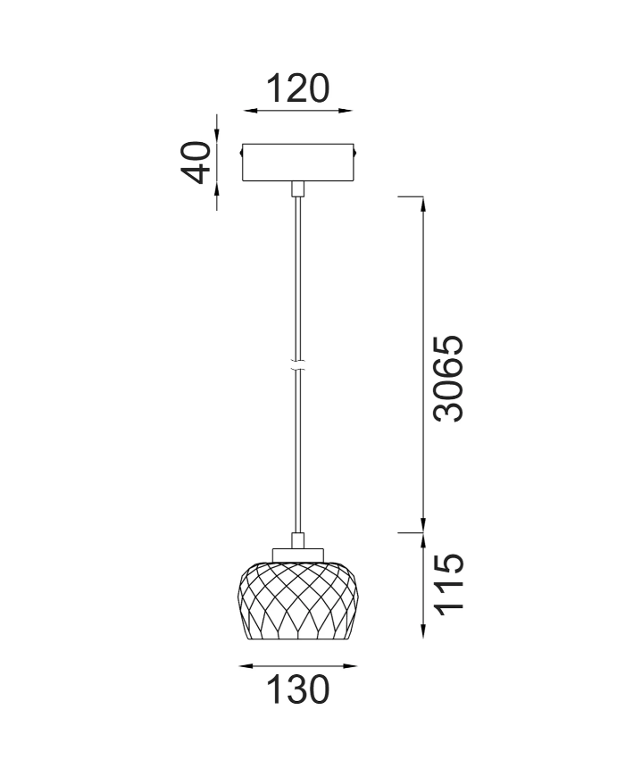 CLA Caramelle 1LT Amber LED Pendant - Dimensions