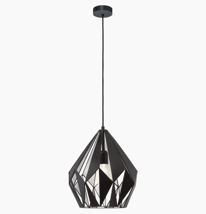 Carlton 1LT Pendant - Black with Silver