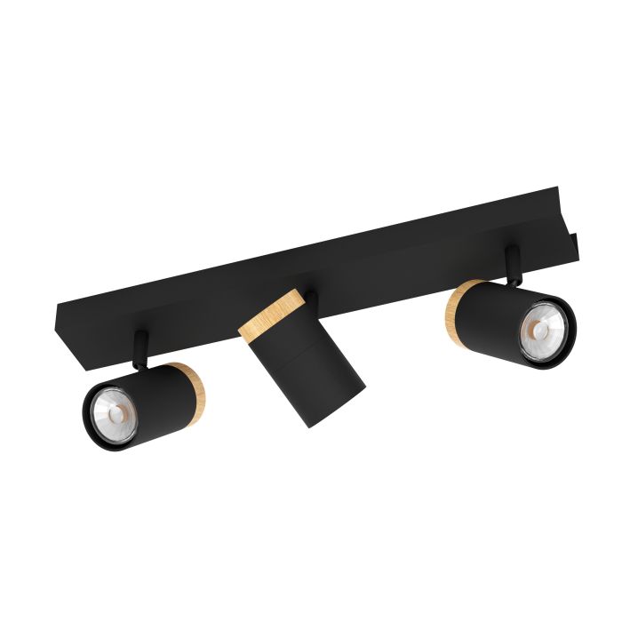 Eglo Lighting Cartagena Black / Oak Spotlight - 3 Light Spot 39648N